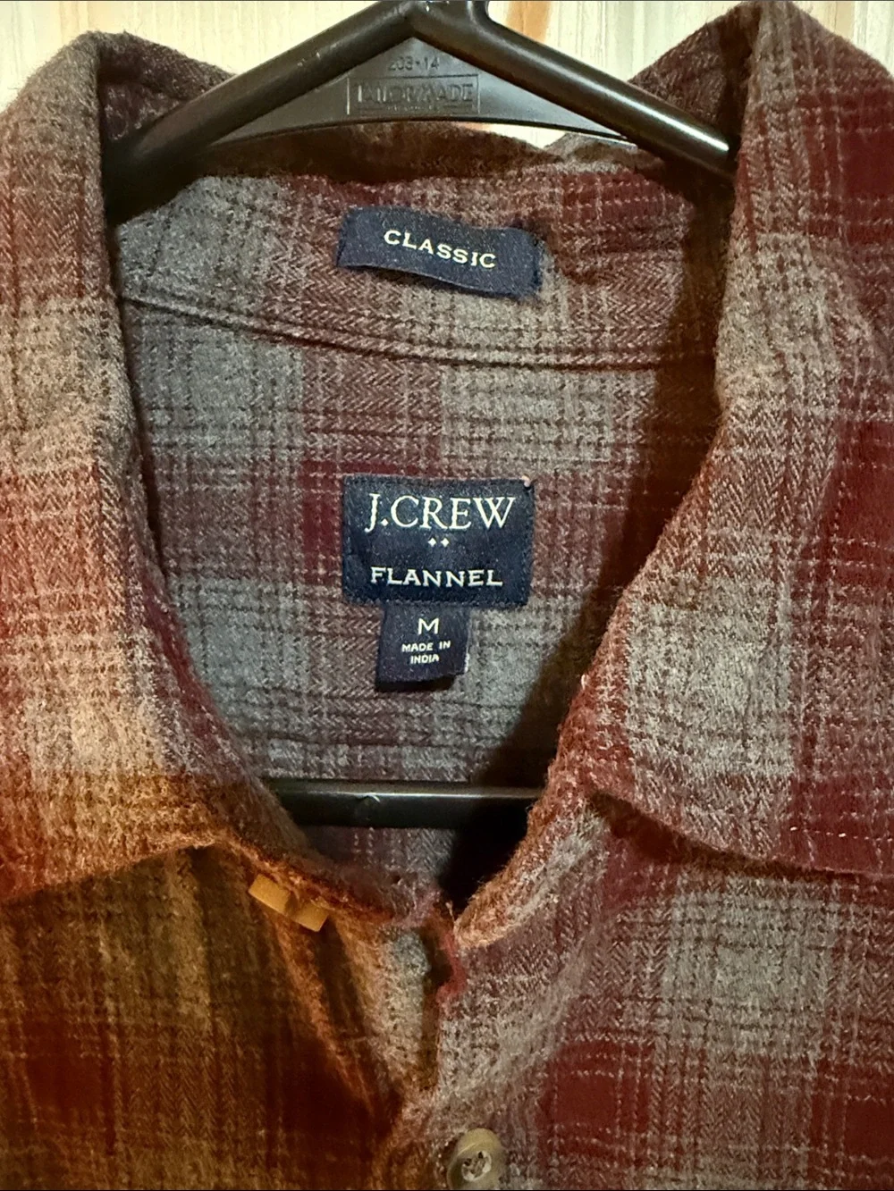 J.Crew Men’s Classic Plaid Flannel Shirt Burgundy Gray BU178